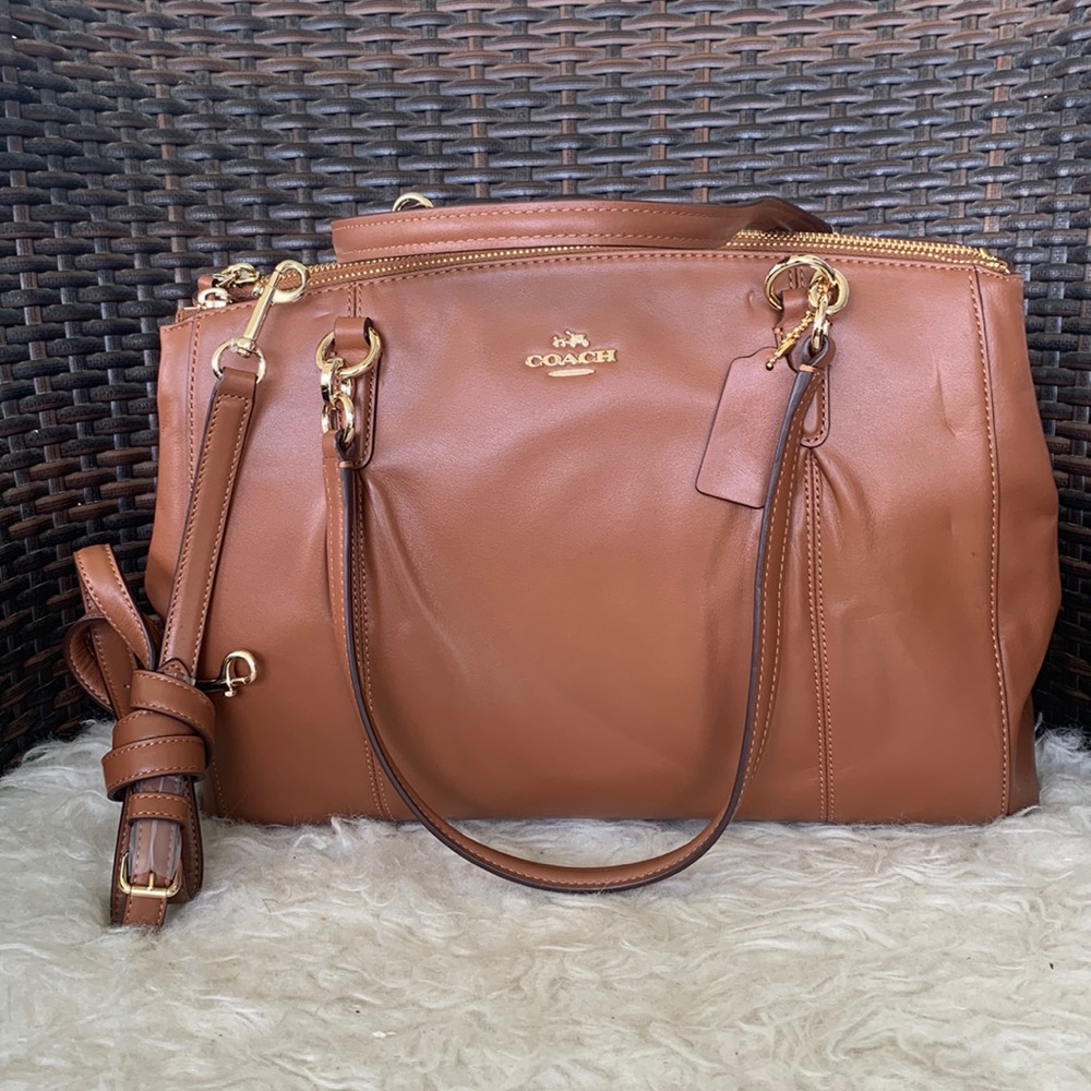 New Coach Christie Brown Leather Carryall Satchel Shoulder Bag F36680 - Picture 2 of 16